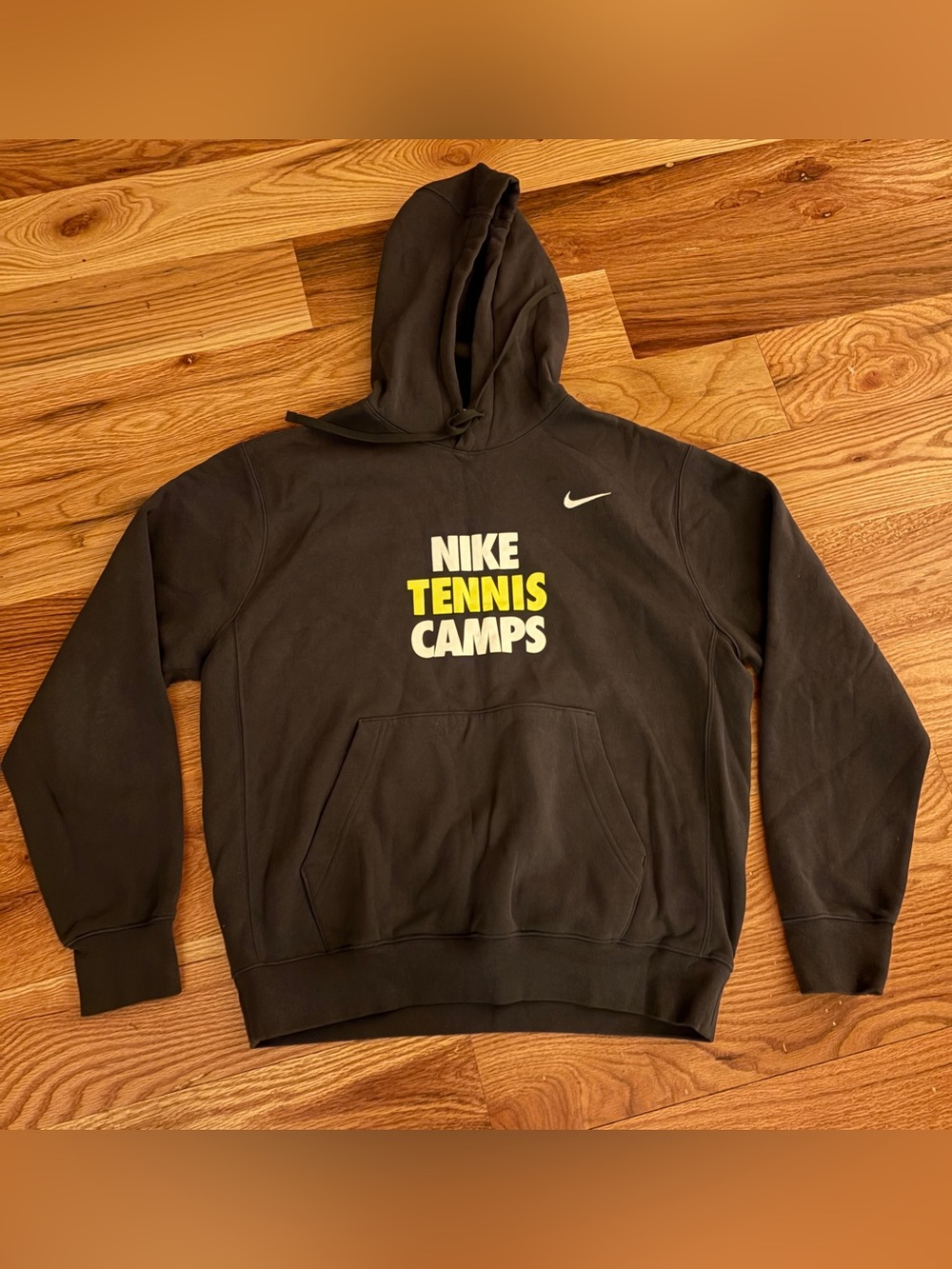 Nike Black Hoodie with Yellow & White Tennis Camps Logo